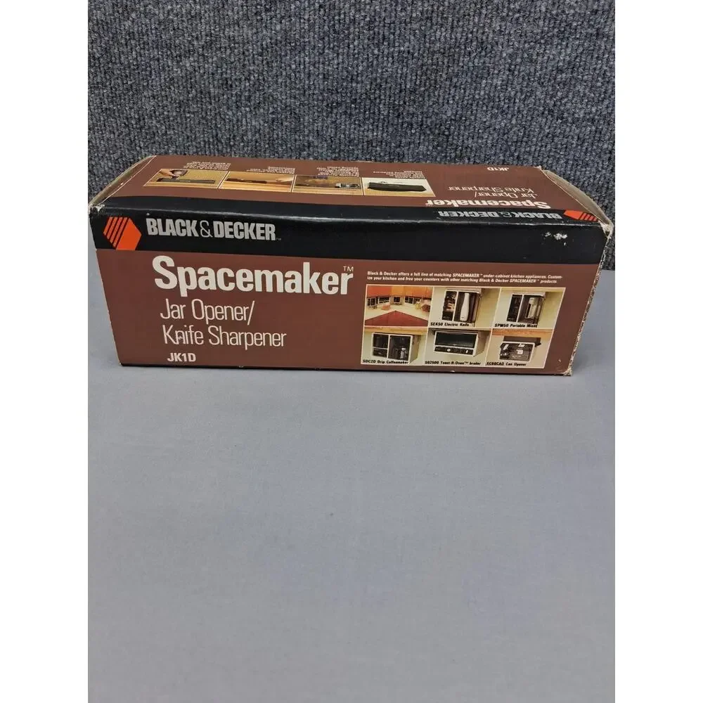 Vintage Black & Decker Spacemaker Jar Opener Knife Sharpener JK1D Black New